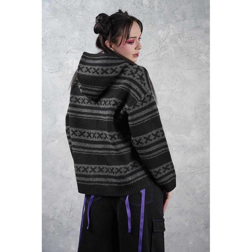 Banned - Punkie Love Knitted Jacket - Black/Grey